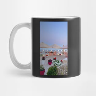 Cafe on the beach at sunset Mug